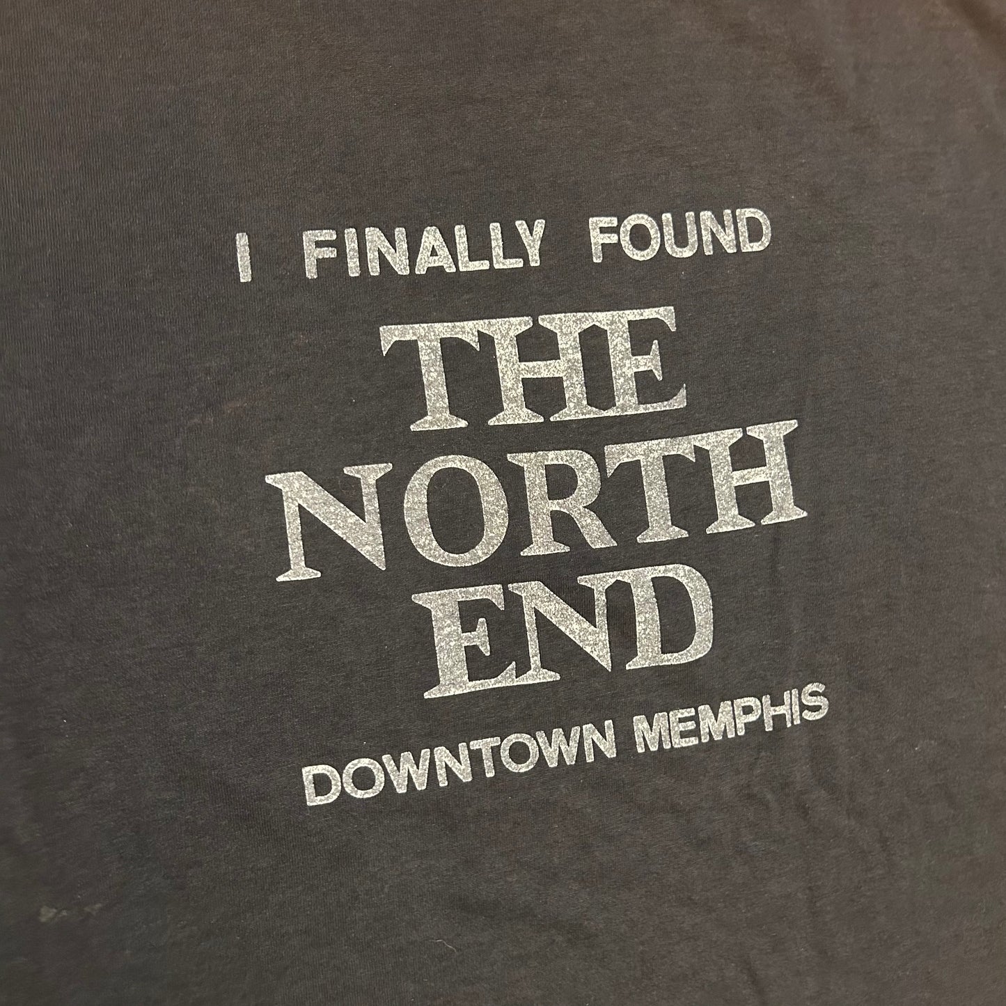 90’s Jerzees I Finally Found the North End Downtown Memphis 1989 Black 50/50 Cotton Polyester Tshirt - Large - 22" x 29"