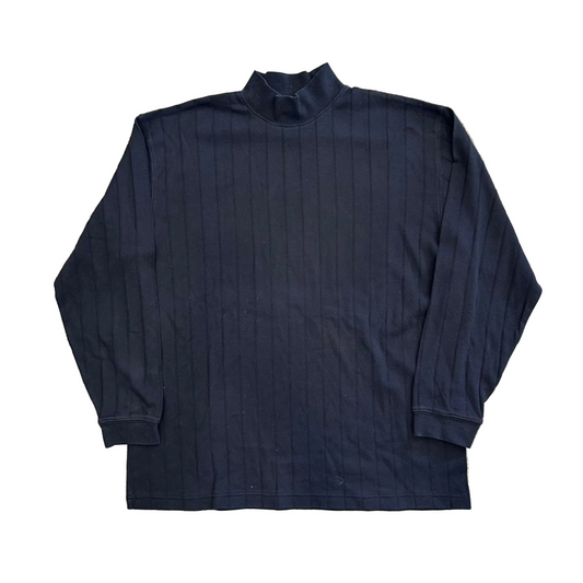 George Cotton Poly Black Mock Neck Longsleeve Black Blank Shirt - XLarge - 24" x 29"