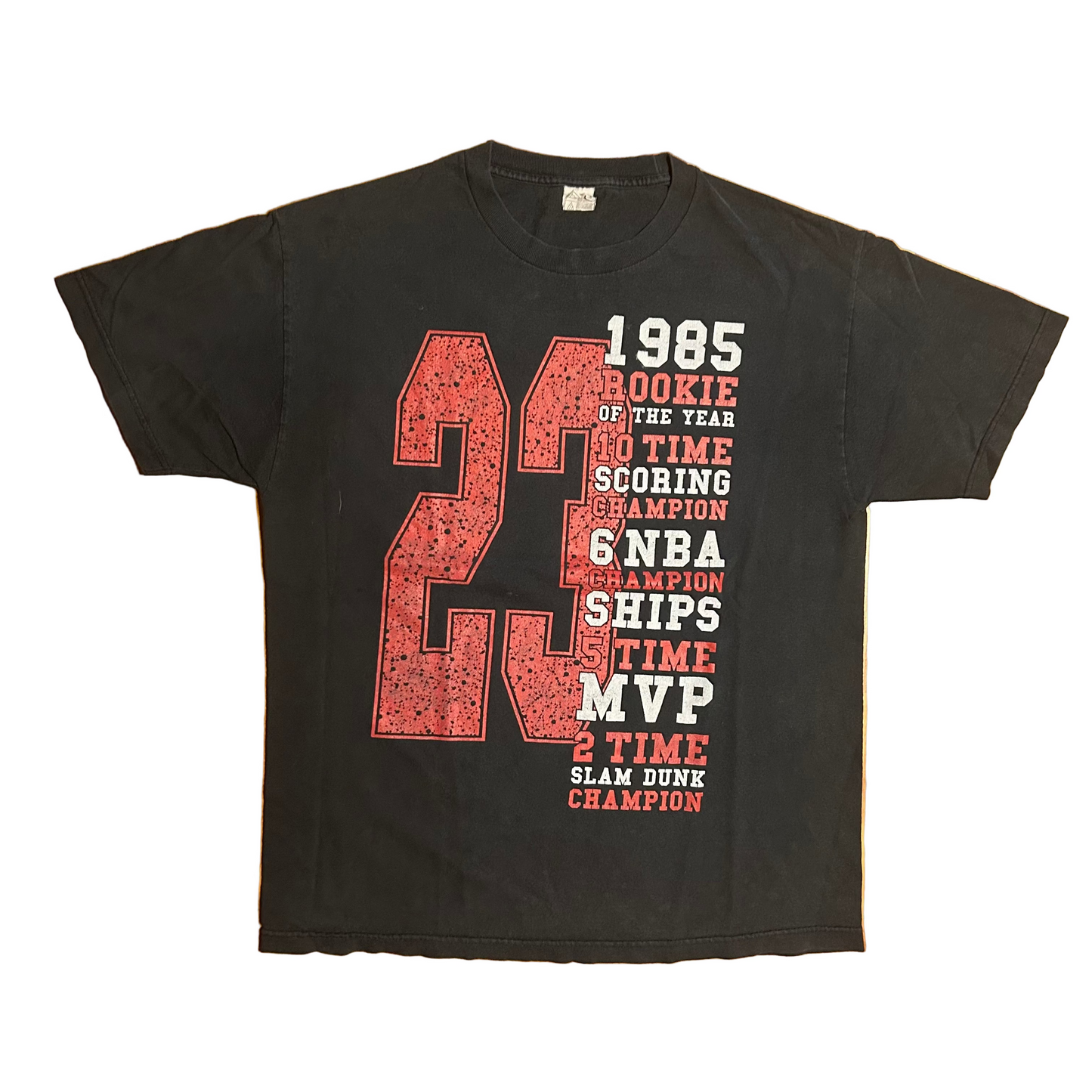 Alstyle Activewear and Apparel Michael Jordan MJ Bulls NBA Basketball Accolades Black Cotton Tshirt - Medium - 21.5" x 28"