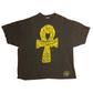 Hanes Beefy T Ankh I Am Because We Are Eternal Life Black Grey Faded Cotton Tshirt - XLarge - 26.5" x 31.5"