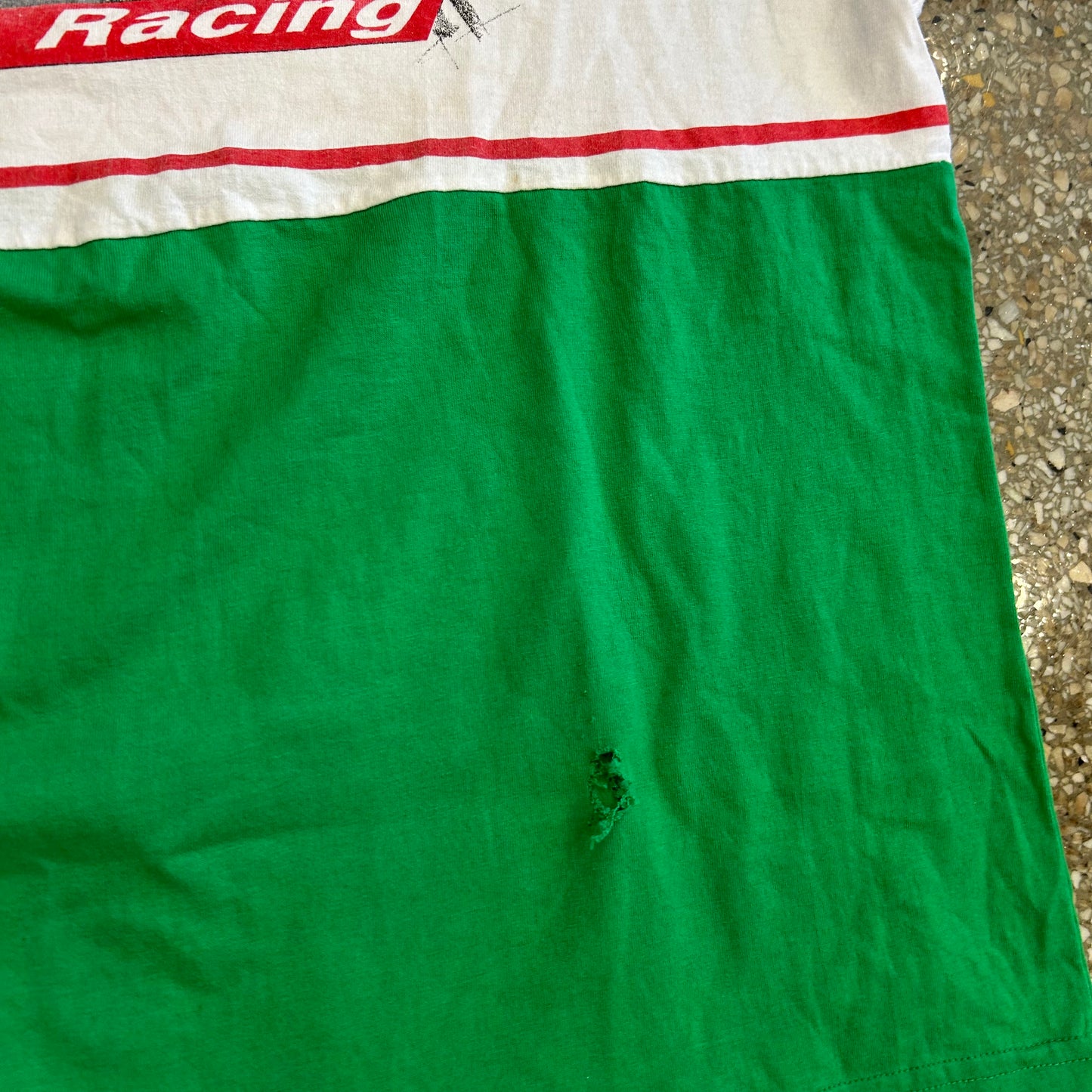 Adrian Fernandez Quaker State Racing White Green Tshirt - Large - 23" x 27.5"