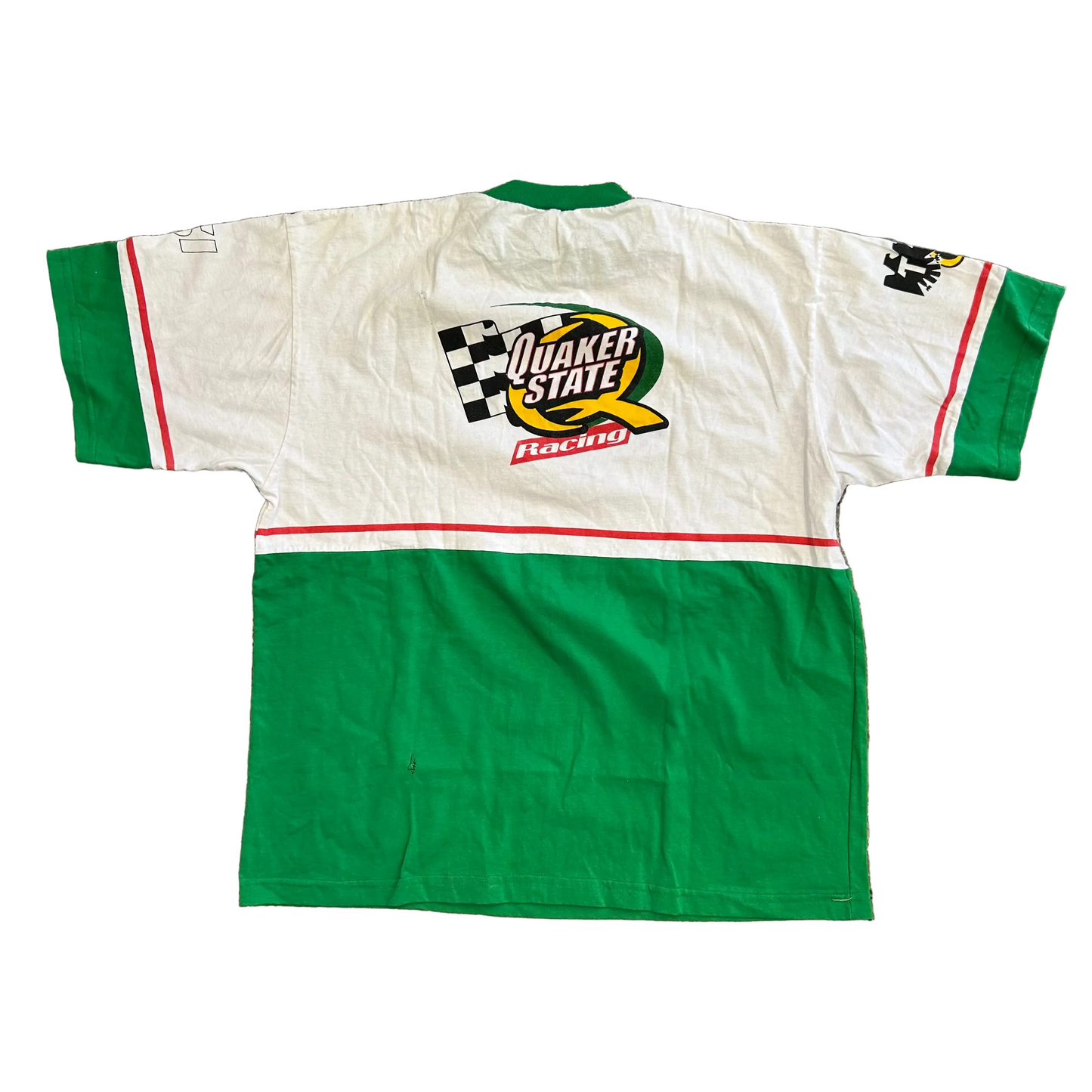 Adrian Fernandez Quaker State Racing White Green Tshirt - Large - 23" x 27.5"