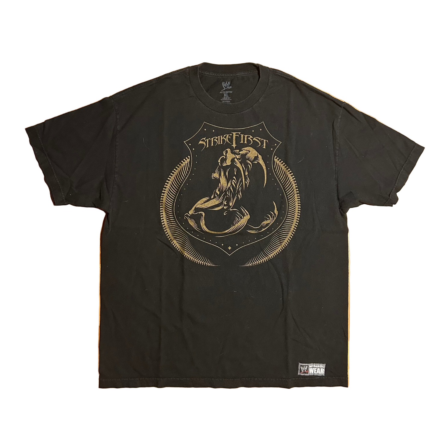 WWE Authentic Wear RKO Strike First Lion Black Cotton Tshirt - Large - 23" x 30"