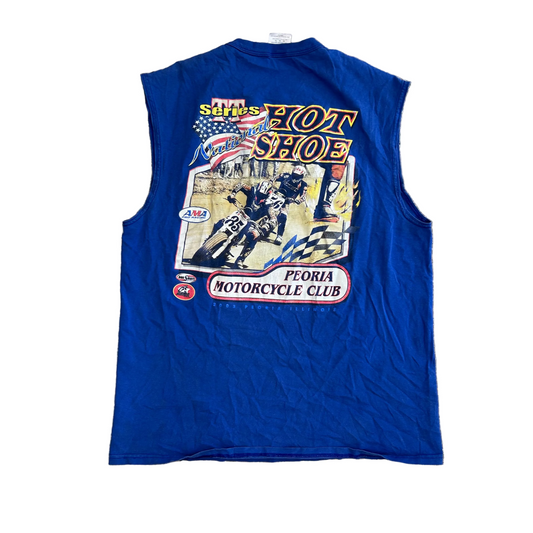 Hot Shoe Peoria Motorcycle Club Blue Tanktop Shirt - Large - 22" x 29"