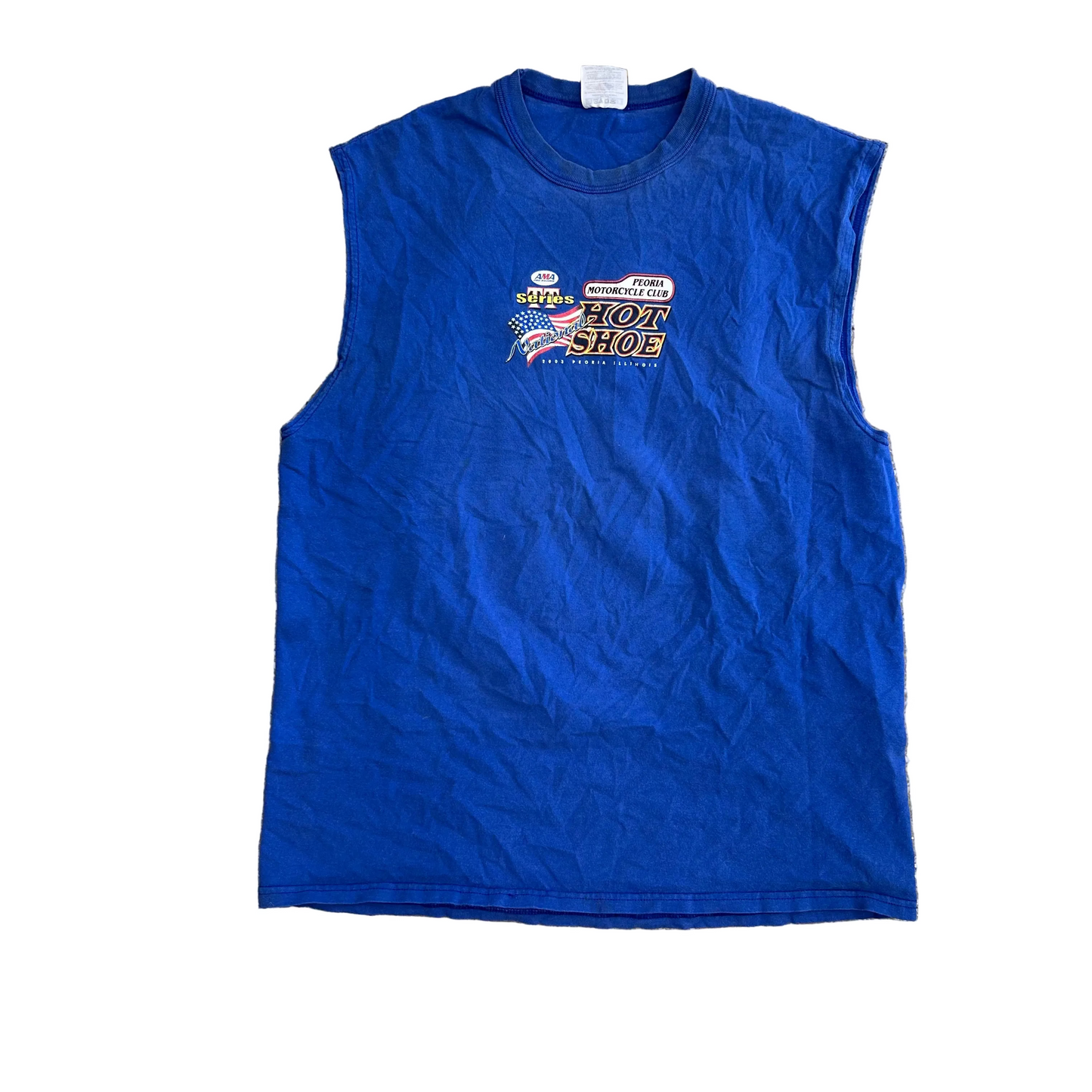 Hot Shoe Peoria Motorcycle Club Blue Tanktop Shirt - Large - 22" x 29"