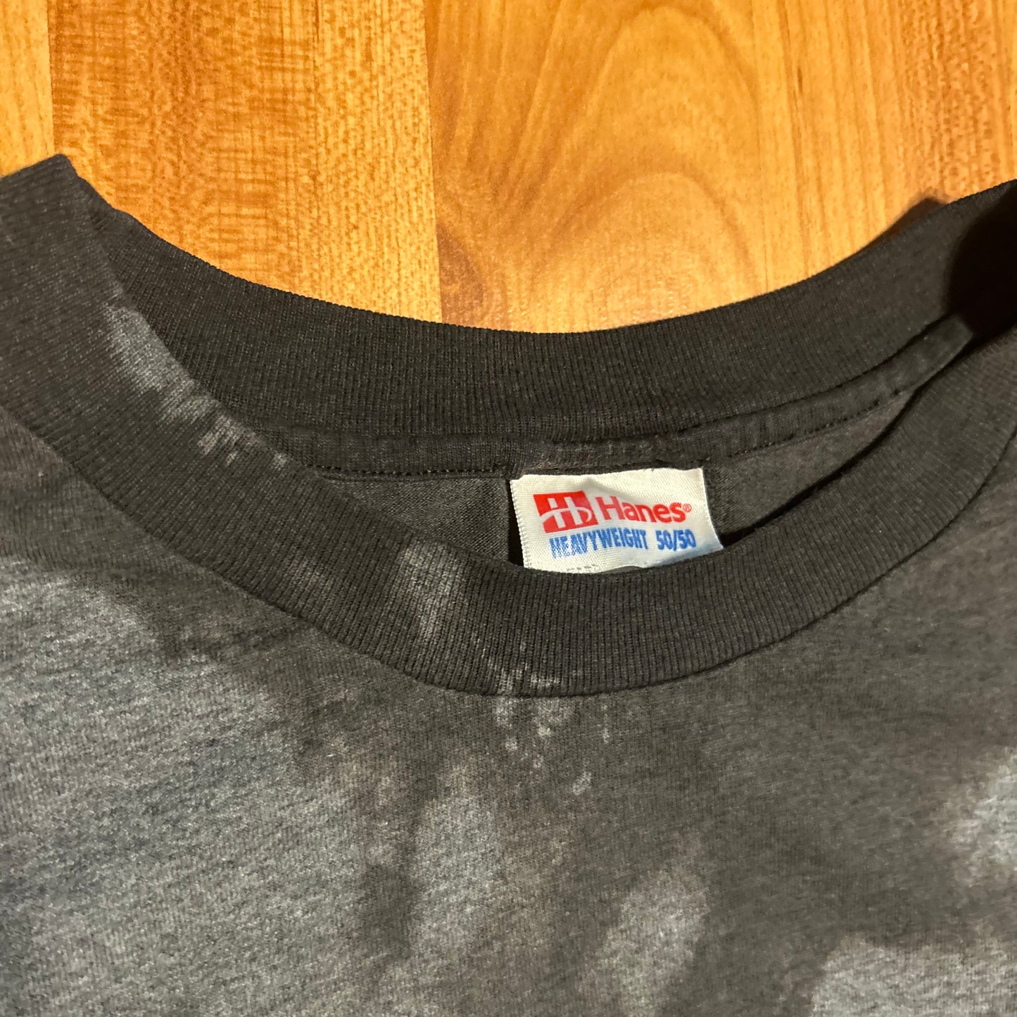 00’s Hanes Heavyweight Kick Ass Wrestling Beer Babes Blunts Blood Black Grey Faded Dyed Cotton Tshirt - XLarge - 24" x 28"