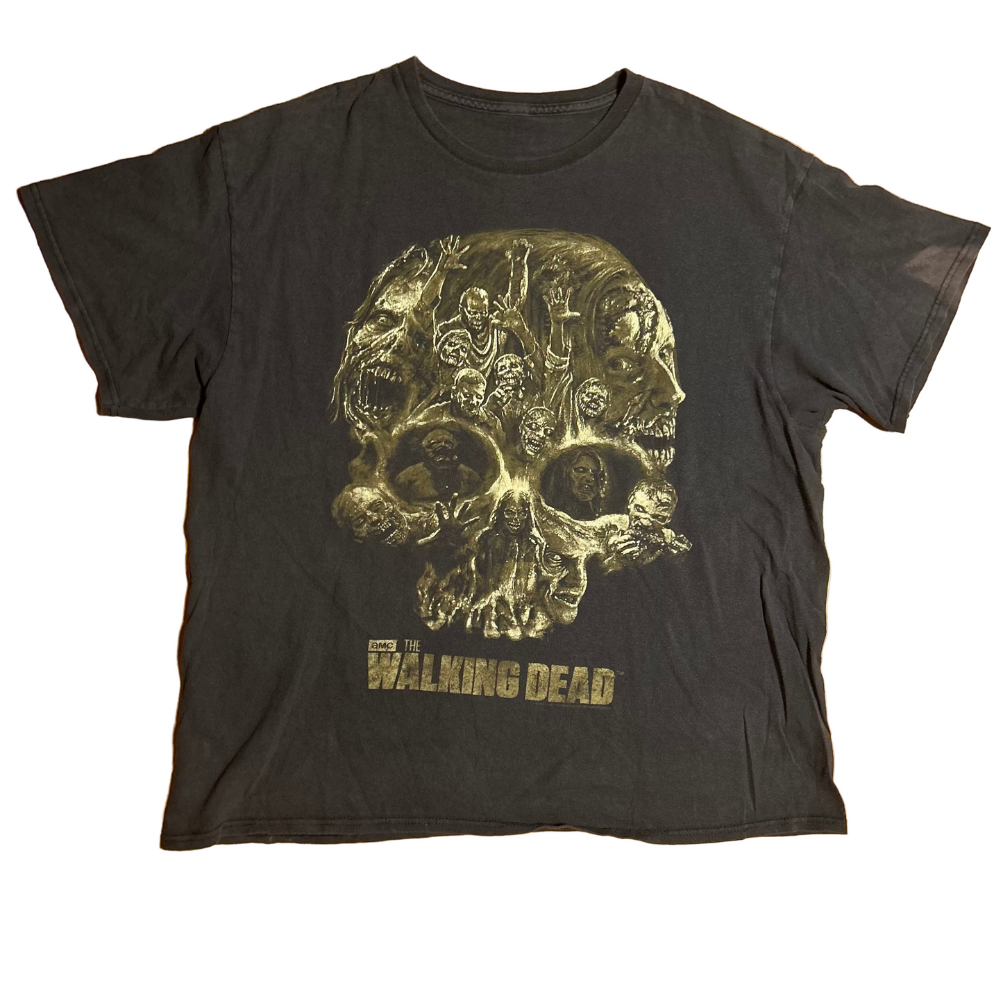 AMC The Walking Dead TV Skull Black Grey Faded Cotton Tshirt - XLarge - 24" x 27"