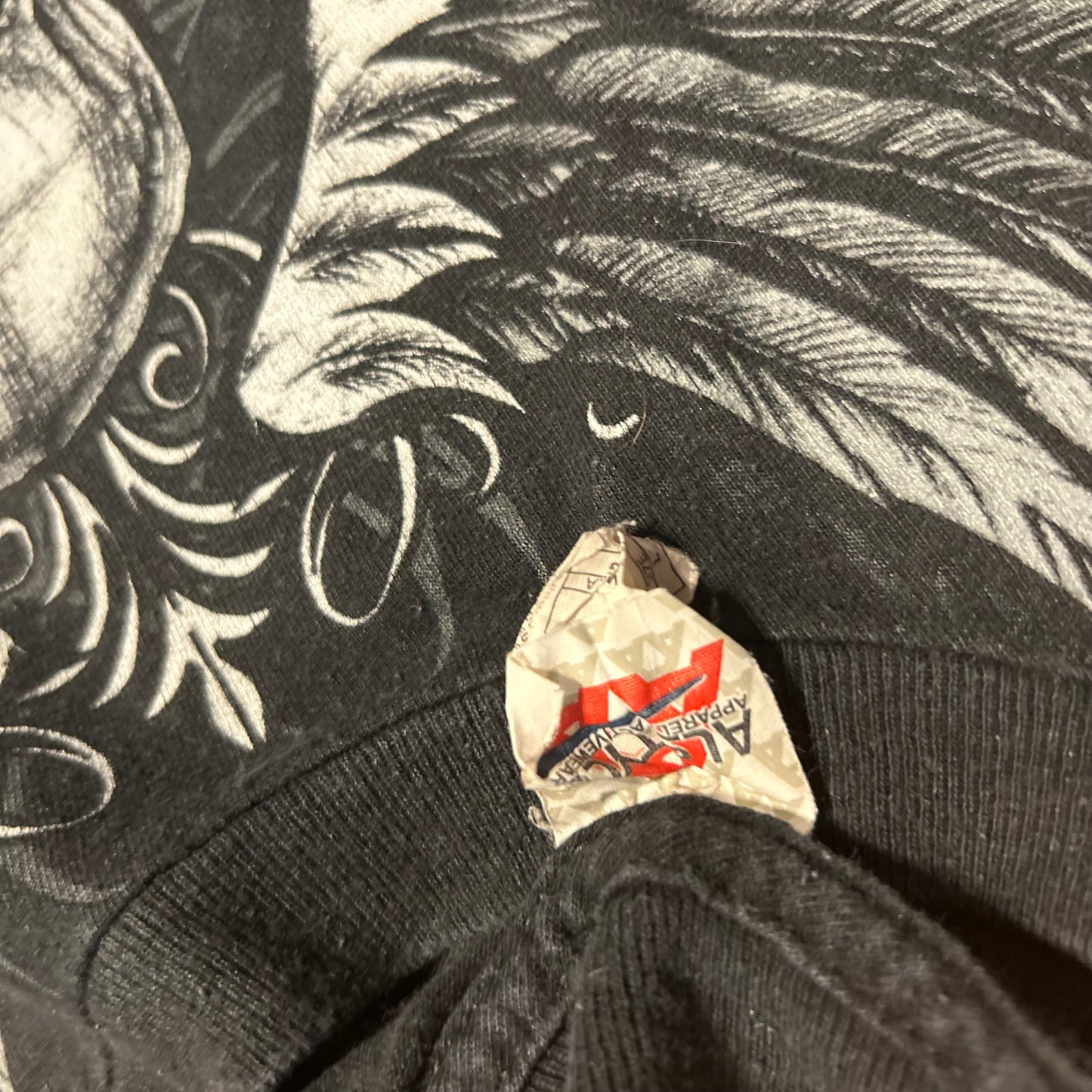 Alstyle Apparel and Activewear Y2K Design Skull Wings Black Cotton Tshirt - Large - 22" x 28.5"