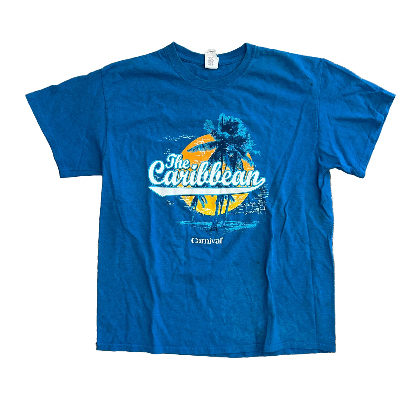 Gildan The Caribbean Carnival Blue Tshirt - Medium - 20.5" x 27"