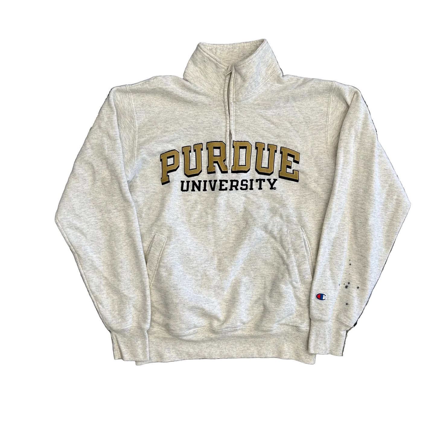 Champion Purdue University Grey Quarter Zip Sweatshirt - Small - 19" x 23"