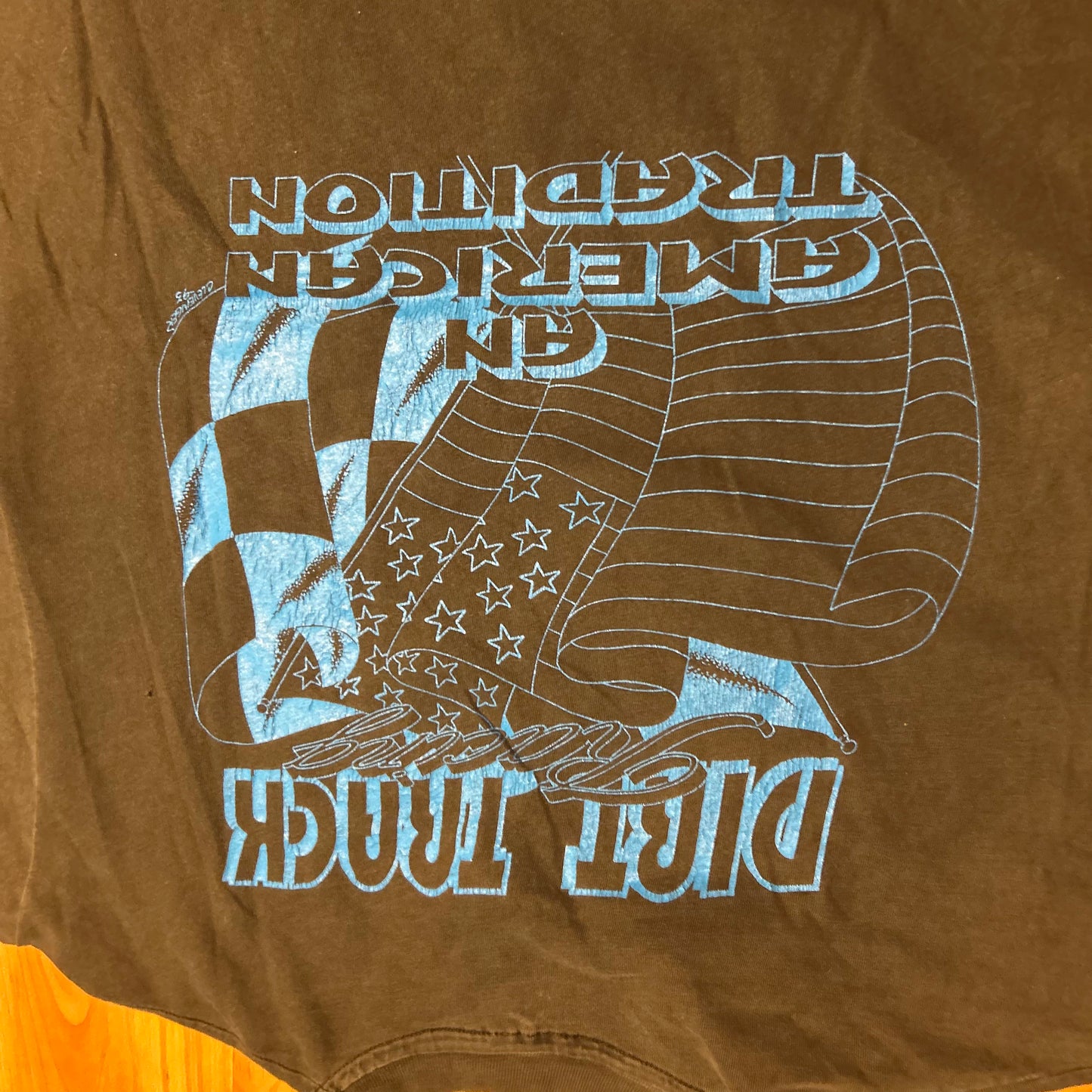 90’s Hanes Beefy T If You Can’t Race It or Take it to Bed it Ain’t Worth Havin 1992 Dirt Track Racing Car Black Grey Faded Cotton Tshirt - Medium - 21.5" x 28"