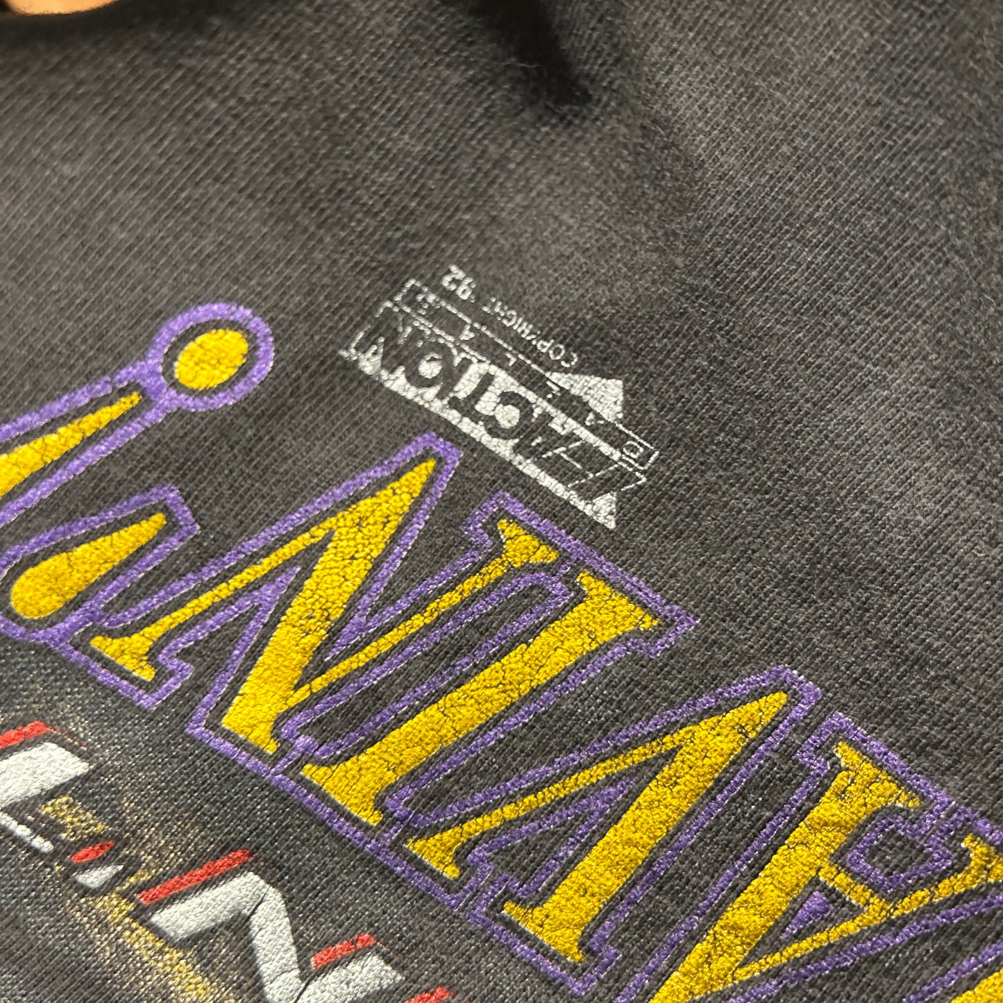 90’s Hanes Beefy T If You Can’t Race It or Take it to Bed it Ain’t Worth Havin 1992 Dirt Track Racing Car Black Grey Faded Cotton Tshirt - Medium - 21.5" x 28"