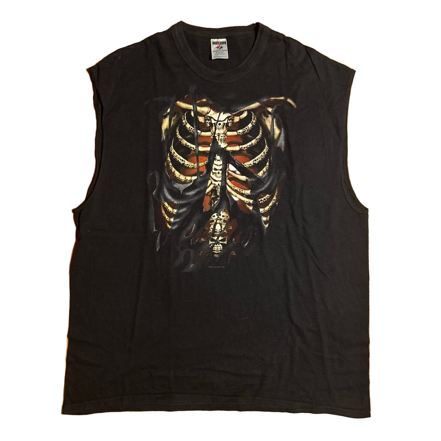 Jerzees Skeleton Skull Bones Ribs XRay Black Cotton Tank Top Shirt - XLarge - 24" x 31.5"