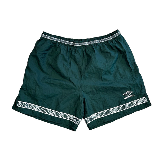 90's Umbro Green Nylon Shorts - 32" x 5.5"