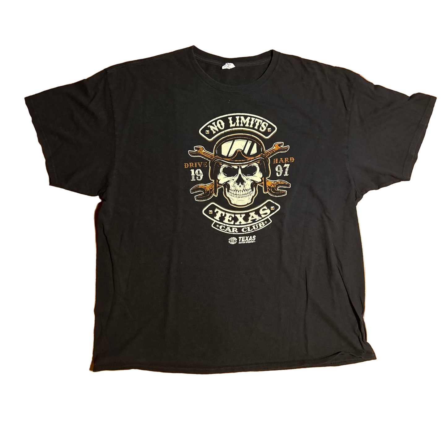 Delta Pro Weight No Limits Texas Car Club Motor Speedway Drive Hard Skull Black Cotton Tshirt - XLarge - 24.5" x 29"