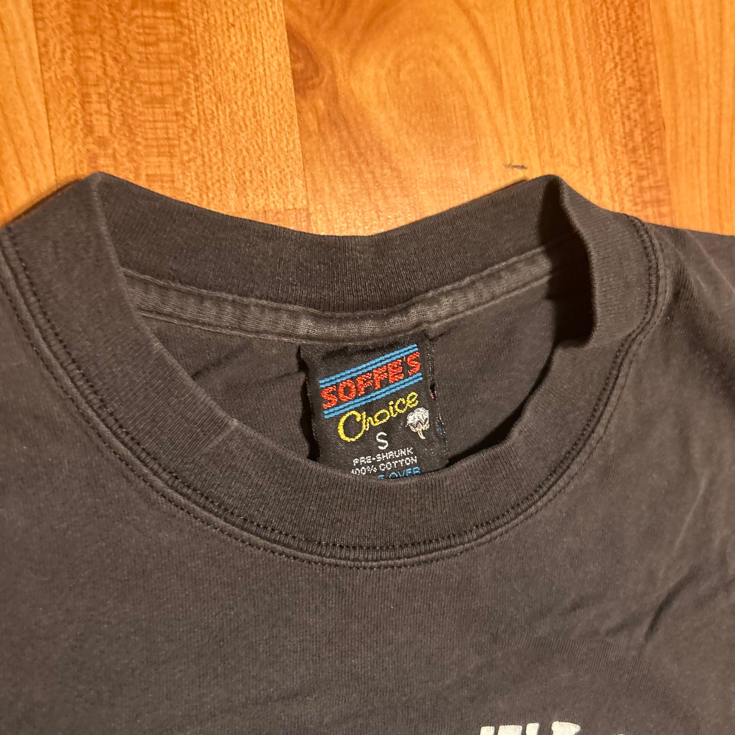 90’s Soffee Choice Operation Uphold Democracy Black Grey Distressed Faded Cotton Tshirt - XSmall - 17.5" x 26"