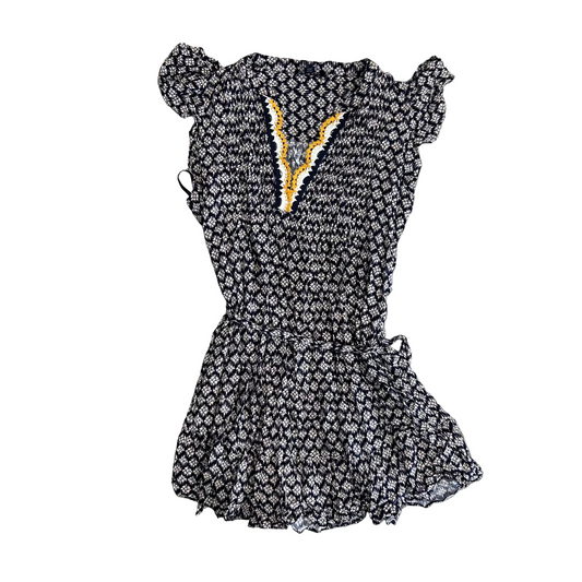 Nautica Jeans V Neck Navy Yellow Dress - Large - 23" x 34"