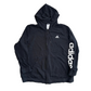 Adidas Black Hoodie Zip Up Sweatshirt - XLarge - 27" x 28"
