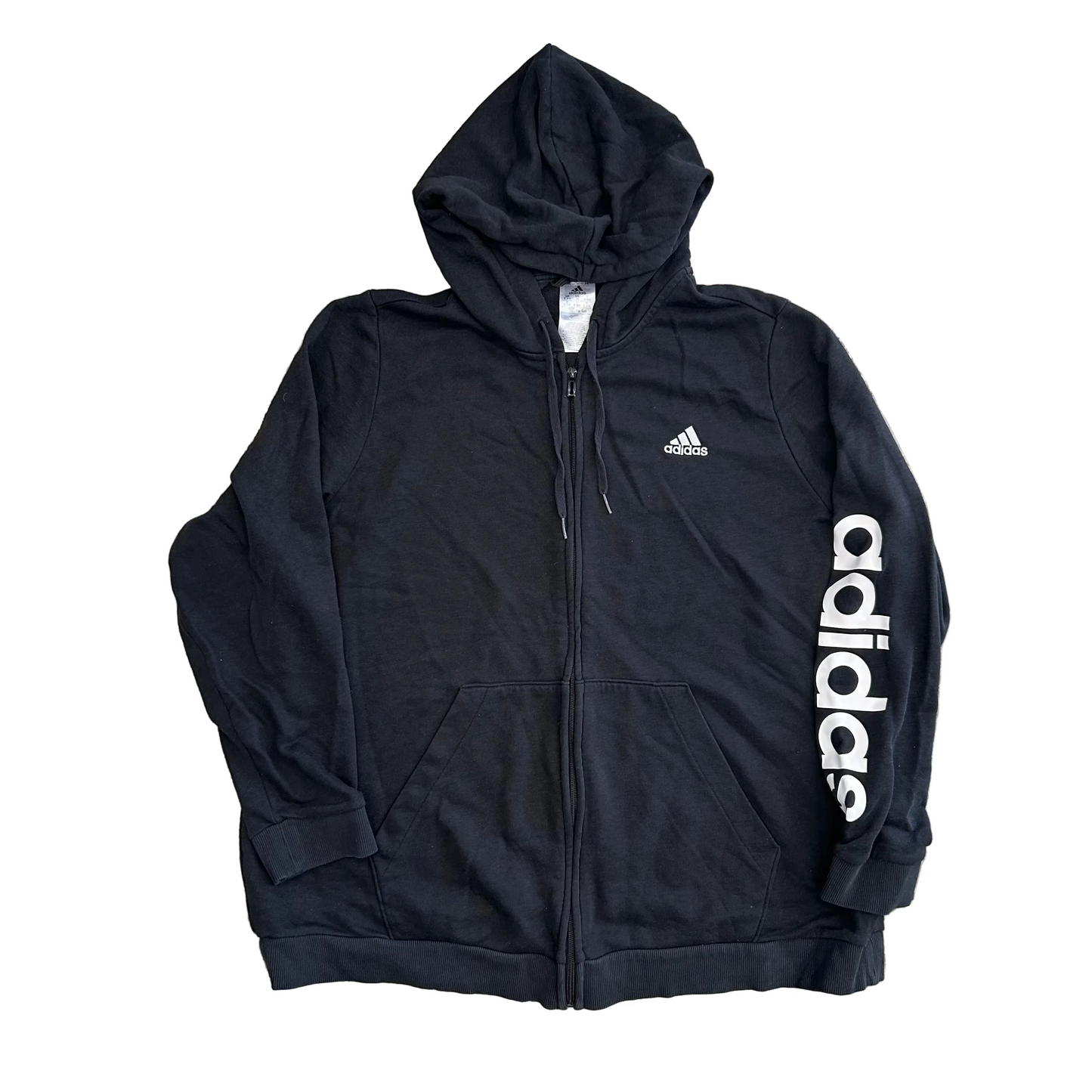 Adidas Black Hoodie Zip Up Sweatshirt - XLarge - 27" x 28"