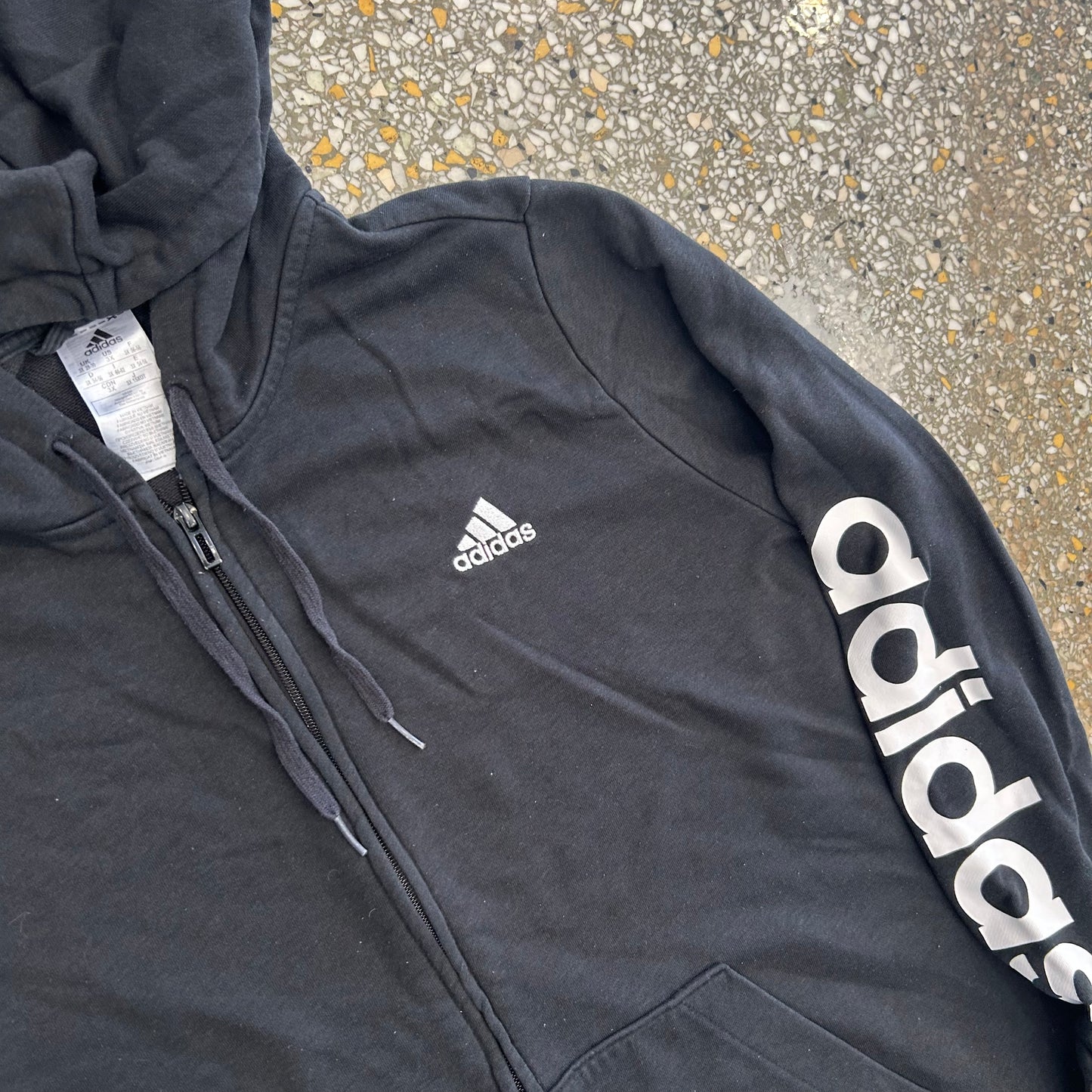 Adidas Black Hoodie Zip Up Sweatshirt - XLarge - 27" x 28"