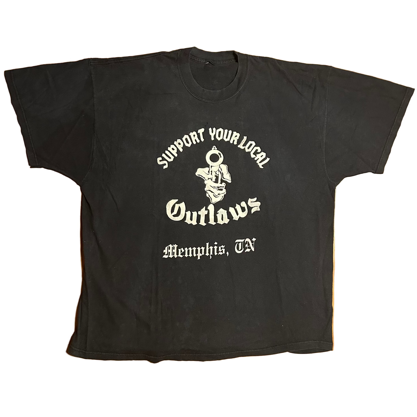 Support Your Local Outlaws Memphis TN Black Cotton Tshirt - XLarge - 25.5" x 30"