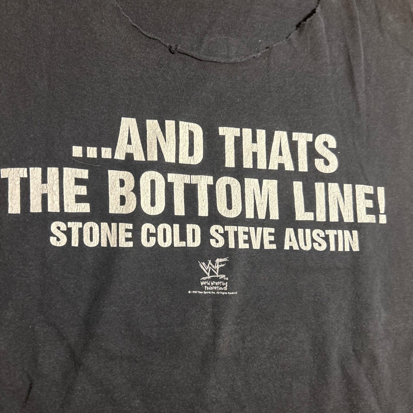 90’s WWF Stone Cold Steve Austin 3:16 That’s the Bottom Line Black Cutoff Tank Top Shirt - Medium - 21.5" x 27.5"