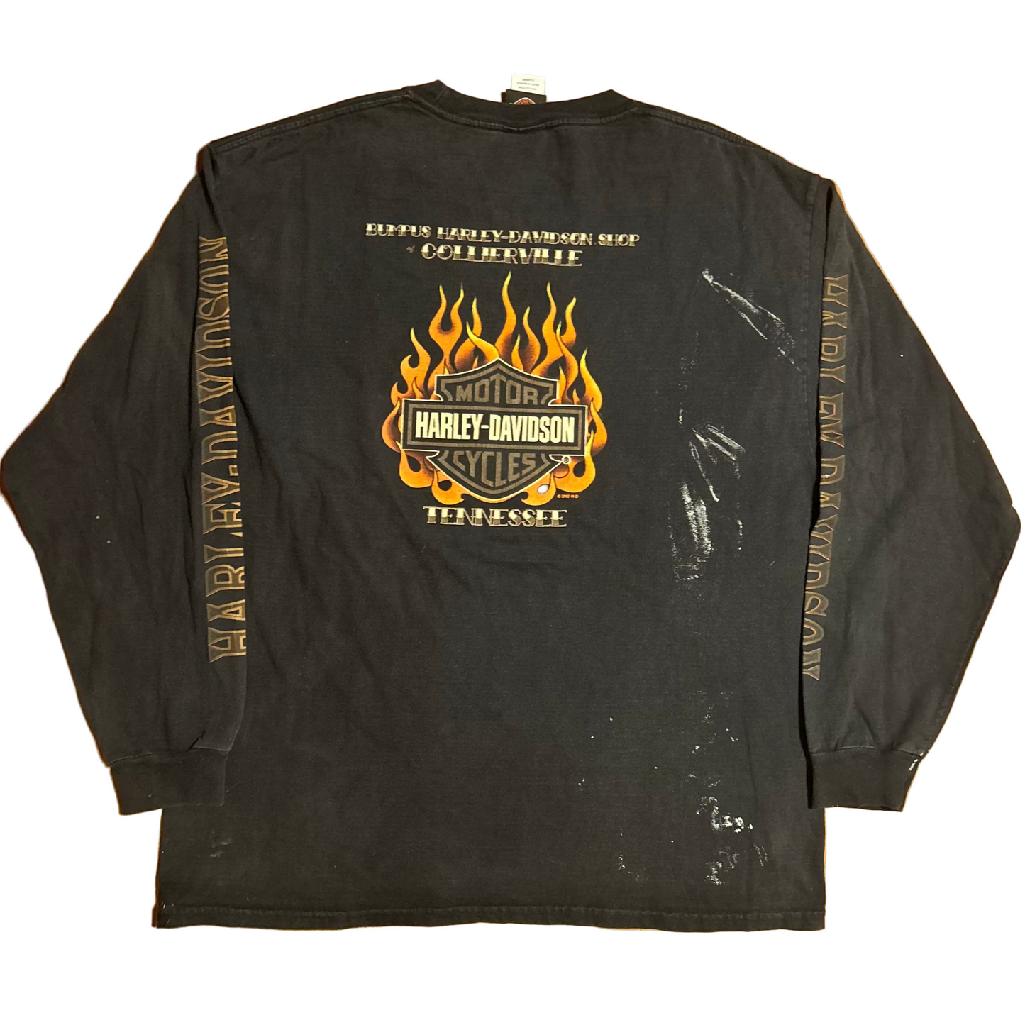 Harley Davidson Motorcycles 2007 Live the Legend Bumpus Collierville Tennessee Black Grey Faded Painter Longsleeve Shirt - Large - 23" x 30"