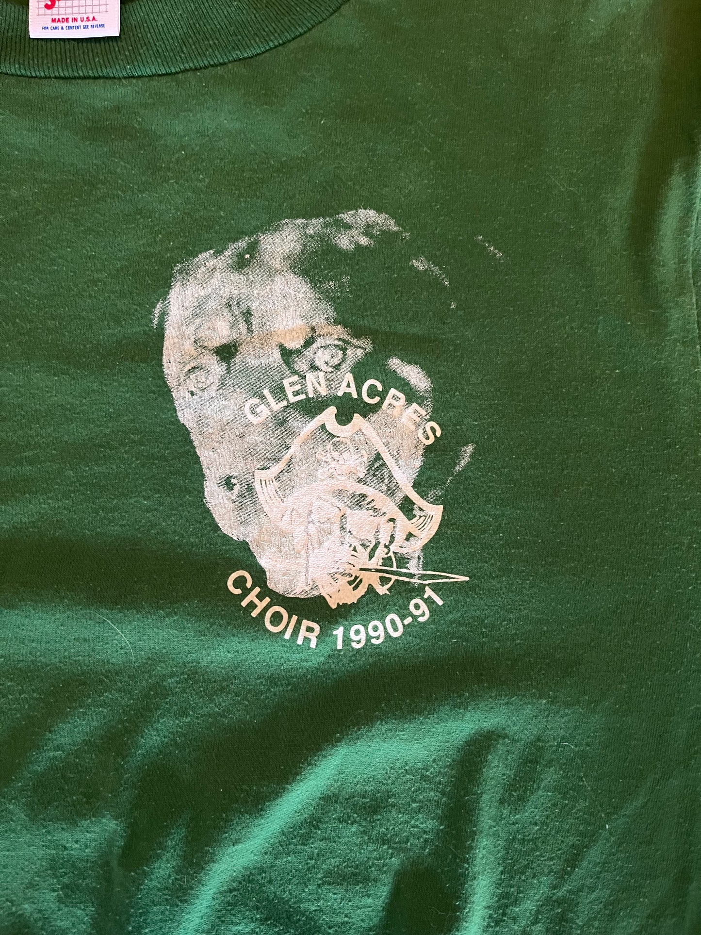 90’s Jerzees Glen Acres Choir Green Phart Merch Tshirt - Small - 19" x 29"
