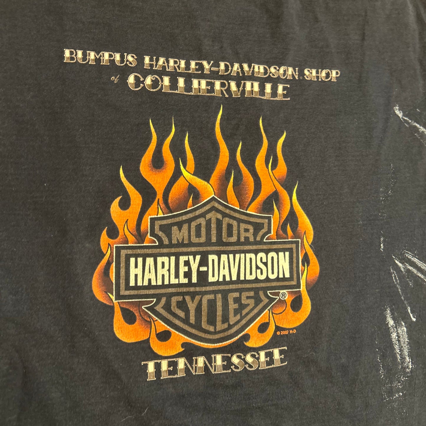 Harley Davidson Motorcycles 2007 Live the Legend Bumpus Collierville Tennessee Black Grey Faded Painter Longsleeve Shirt - Large - 23" x 30"