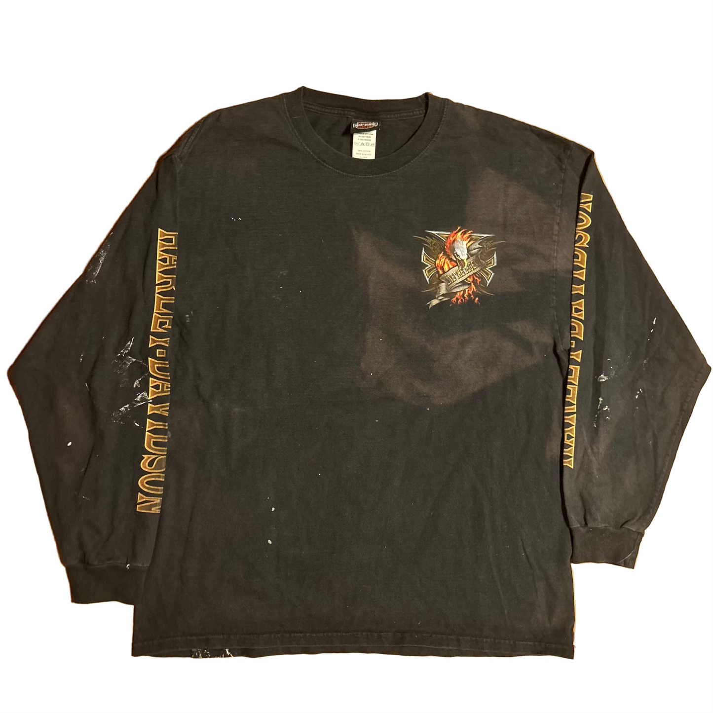 Harley Davidson Motorcycles 2007 Live the Legend Bumpus Collierville Tennessee Black Grey Faded Painter Longsleeve Shirt - Large - 23" x 30"