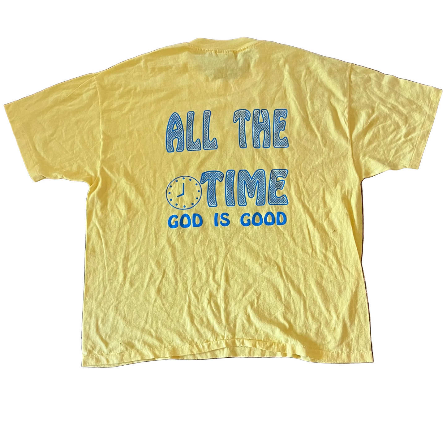 90’s Hanes Heavyweight God is Good All the Time Yellow Tshirt - Large - 23.5" x 28"