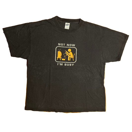 Delta Pro Weight Not Now I’m Busy Sign Gaming TV Black Grey Faded Cotton Tshirt - XLarge - 24" x 28"