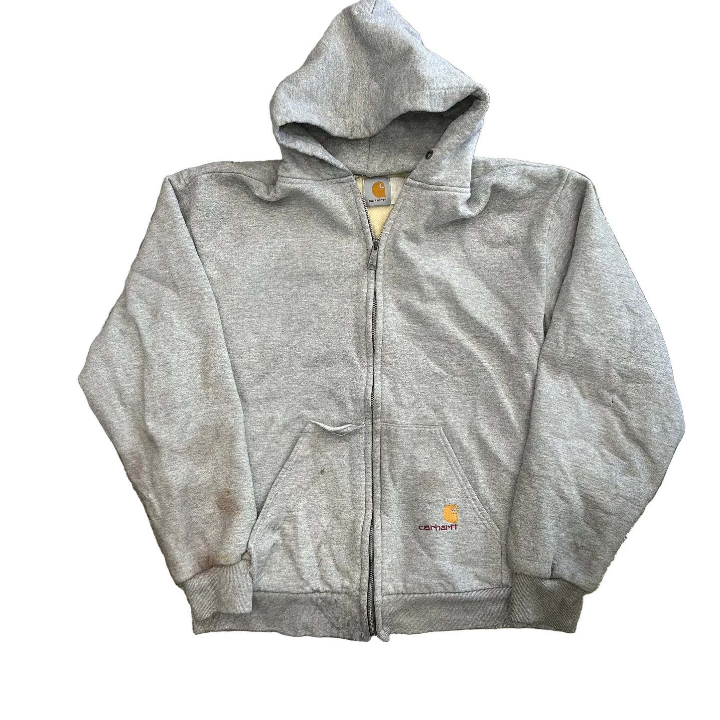 Carhartt Carphartt Grey Hood Zip Up Thermal Sweatshirt - XLarge - 26" x 26.5"