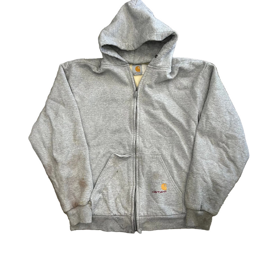 Carhartt Carphartt Grey Hood Zip Up Thermal Sweatshirt - XLarge - 26" x 26.5"