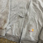Carhartt Carphartt Grey Hood Zip Up Thermal Sweatshirt - XLarge - 26" x 26.5"