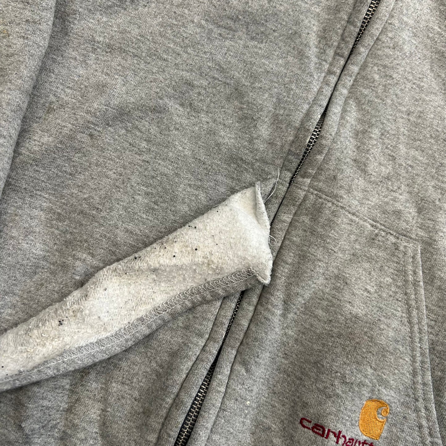 Carhartt Carphartt Grey Hood Zip Up Thermal Sweatshirt - XLarge - 26" x 26.5"