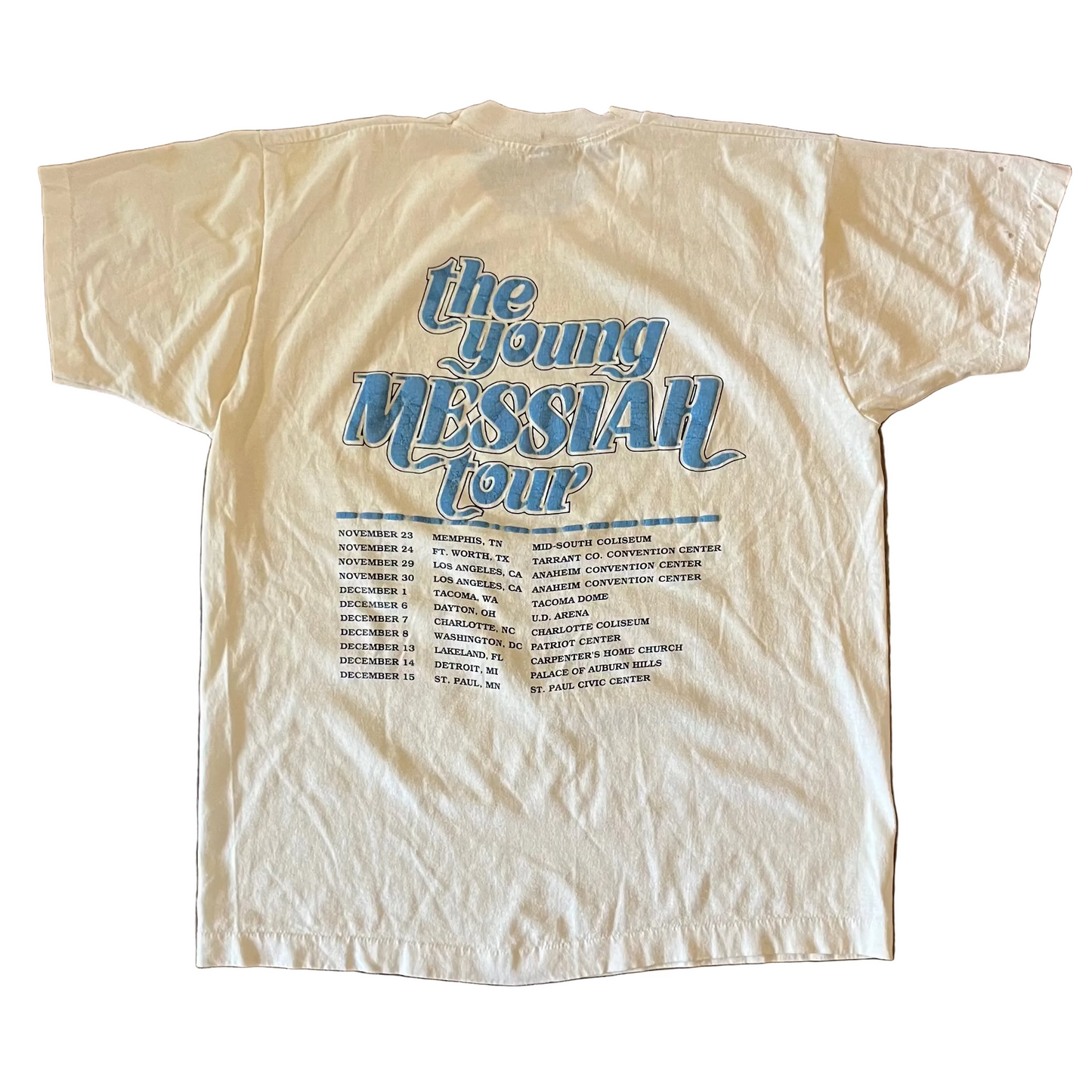 90’s Screen Stars Best The Young Messiah Band Tour White Tshirt - Medium - 20.5" x 27"