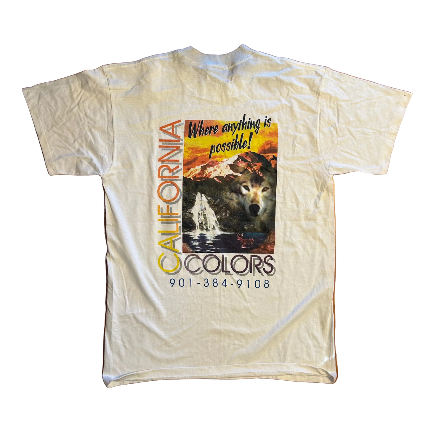 90's Oneita California Colors White Tshirt - Medium - 21" x 30"