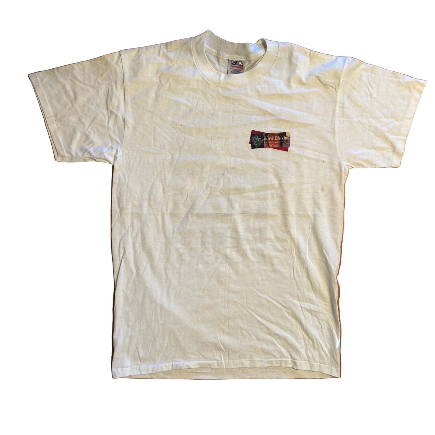 90's Oneita California Colors White Tshirt - Medium - 21" x 30"