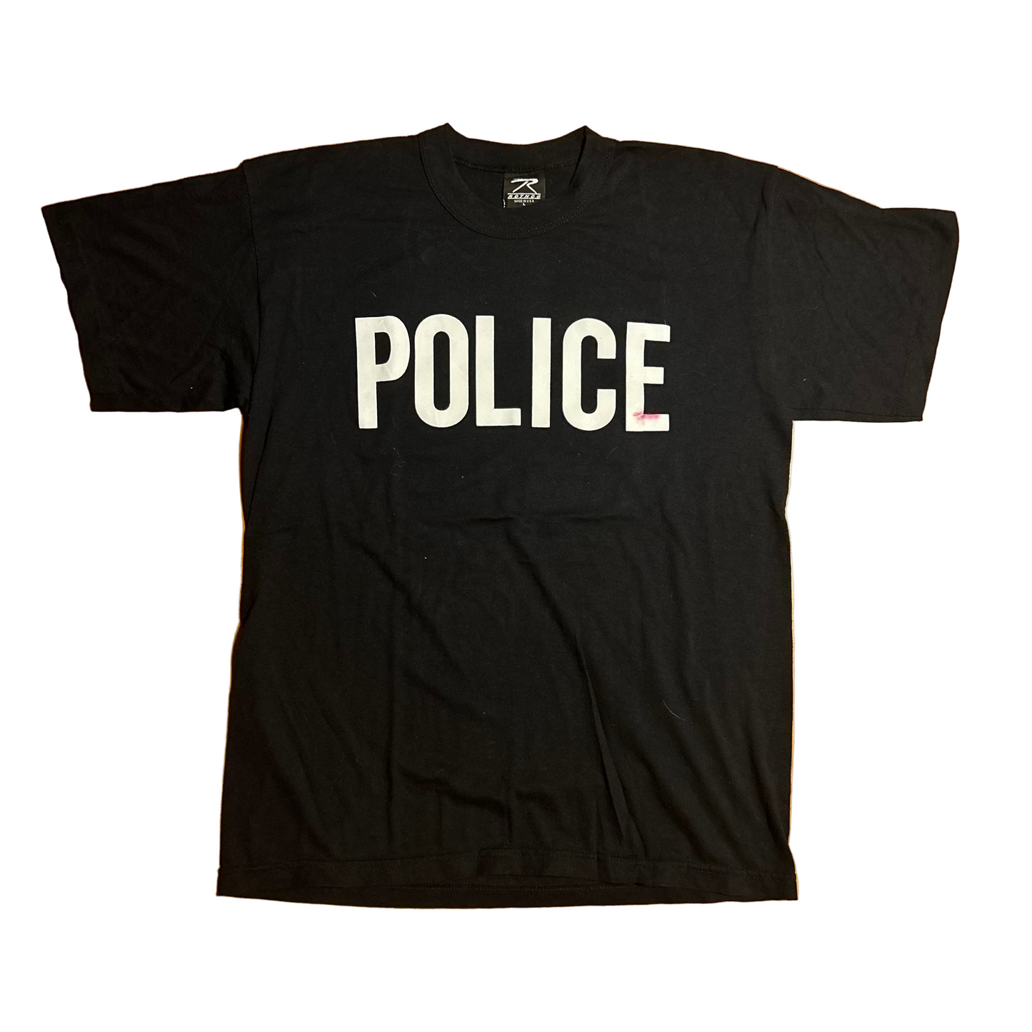 90’s Rothco Police Black 50/50 Cotton Polyester Tshirt - Medium - 21" x 29"