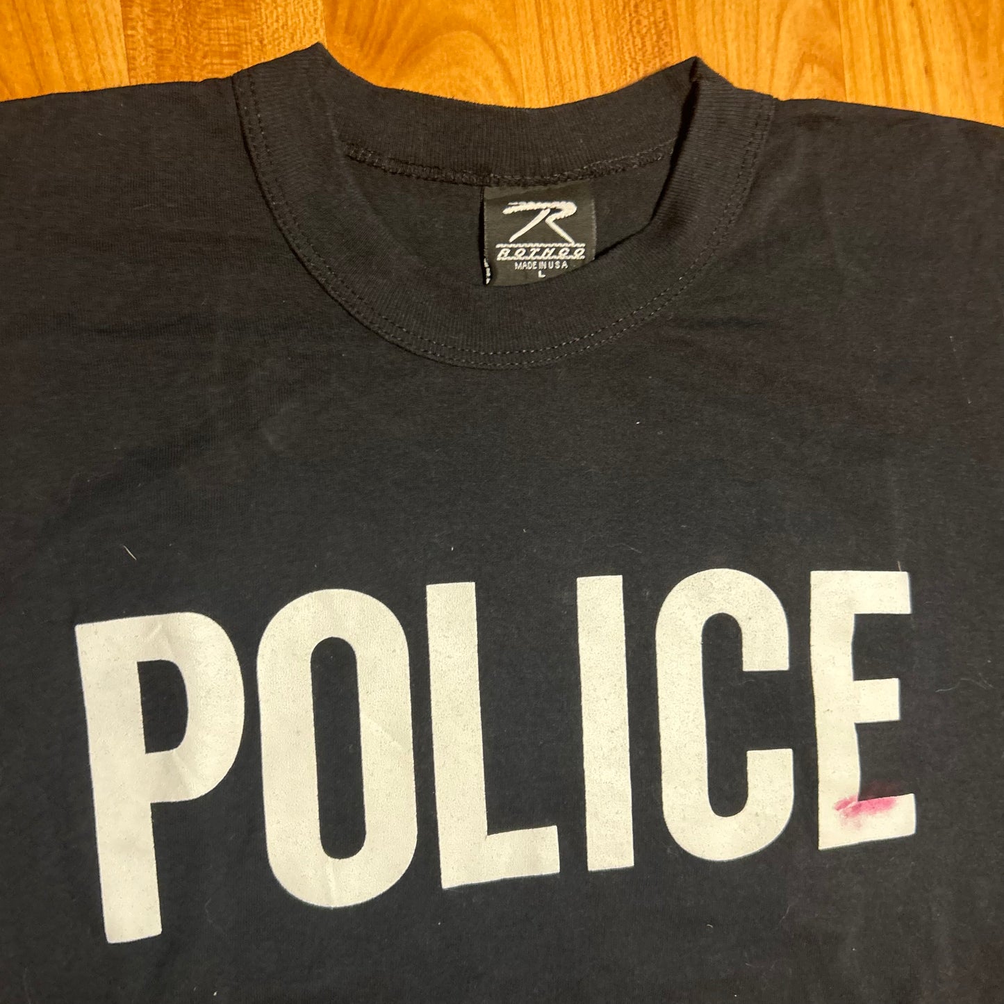 90’s Rothco Police Black 50/50 Cotton Polyester Tshirt - Medium - 21" x 29"