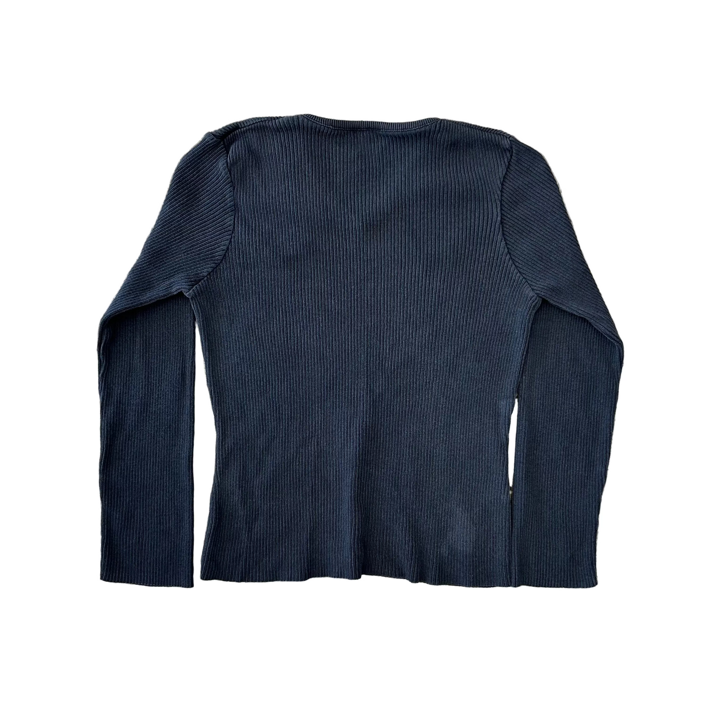 Black Grey VNeck Longsleeve Shirt - Small - 18" x 23"