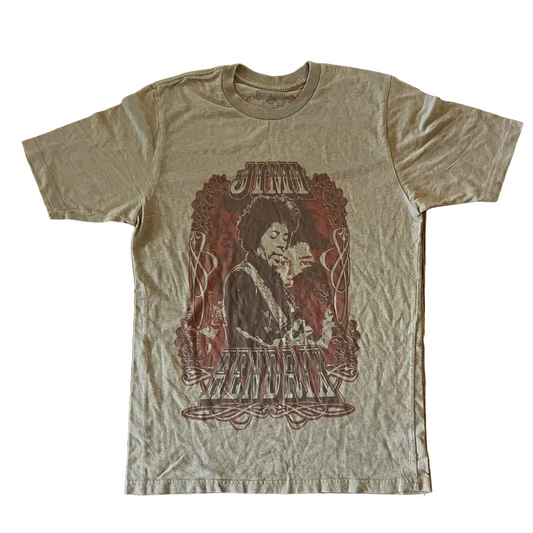Jimi Hendrix Music Brown Tshirt - XSmall - 17" x 26"