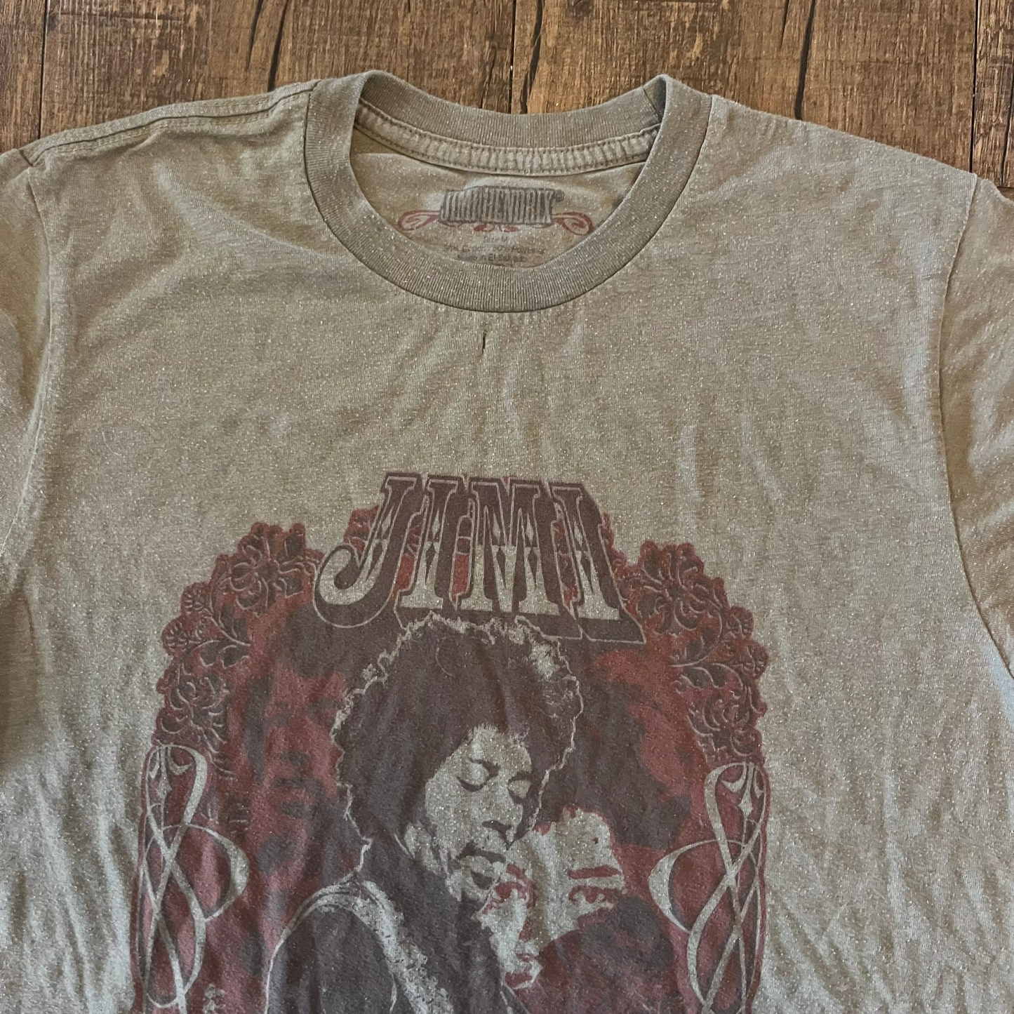 Jimi Hendrix Music Brown Tshirt - XSmall - 17" x 26"
