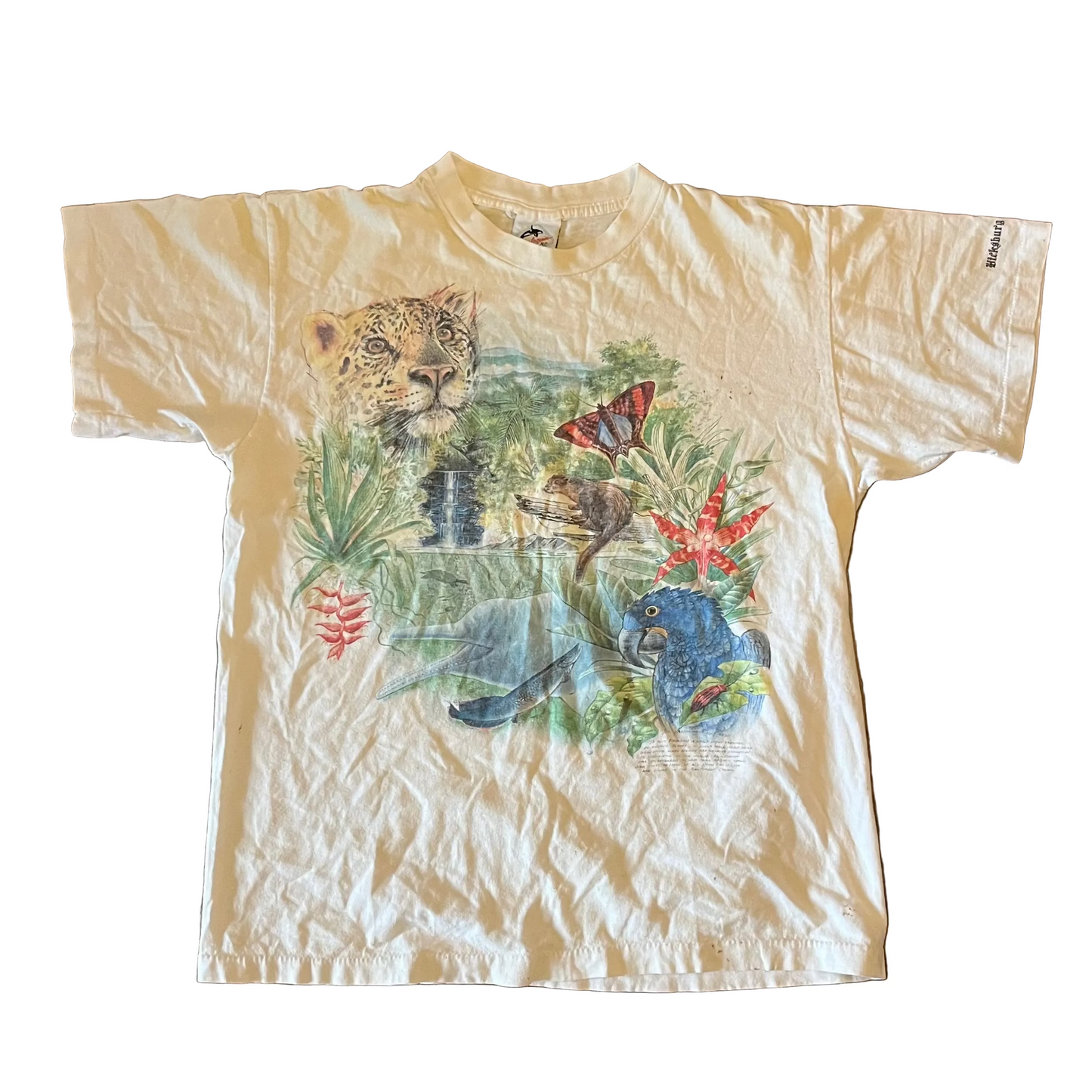 90’s Harlequin Rainforest Nature White Tshirt - Medium - 20” x 25”