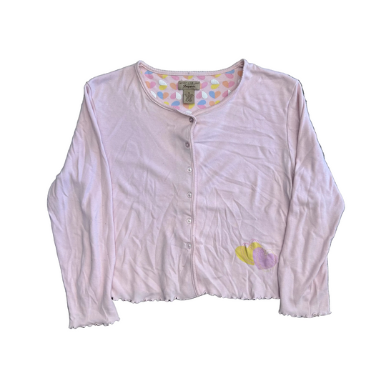 Mountain Lake Cotton Poly Pink Hearts Cardigan Sweater - Large - 22" x 20"