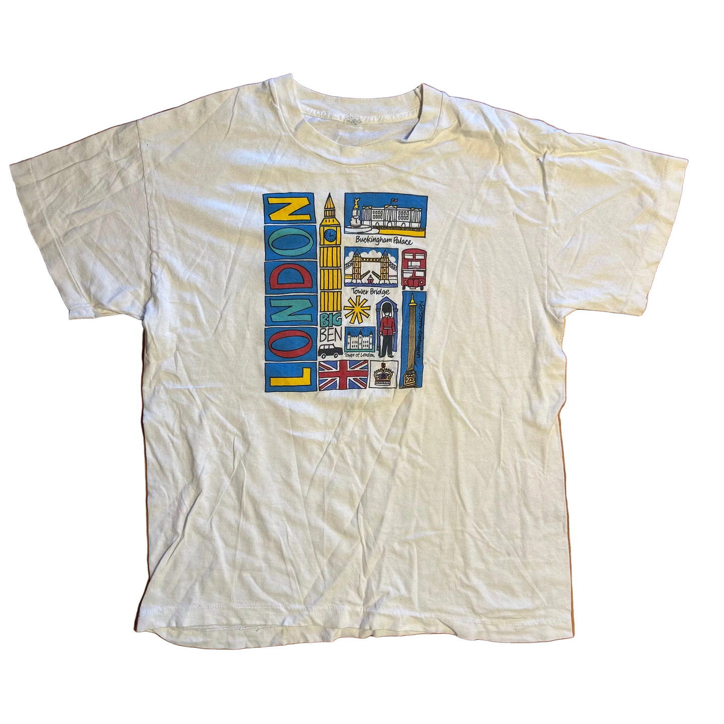 80/90's London White Tshirt - Medium - 20" x 27"