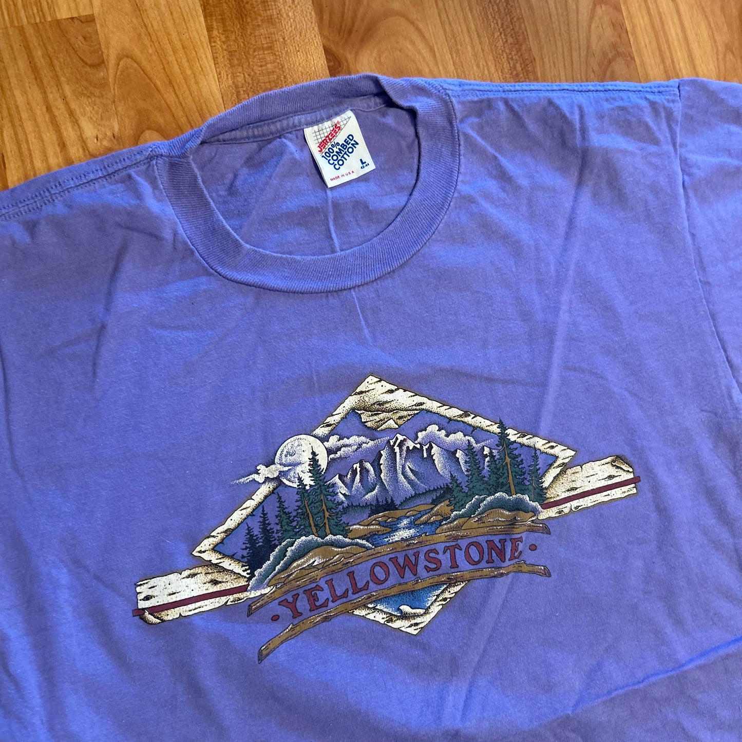 90's Jerzees Yellowstone Purple Tshirt - Small - 19" x 27"