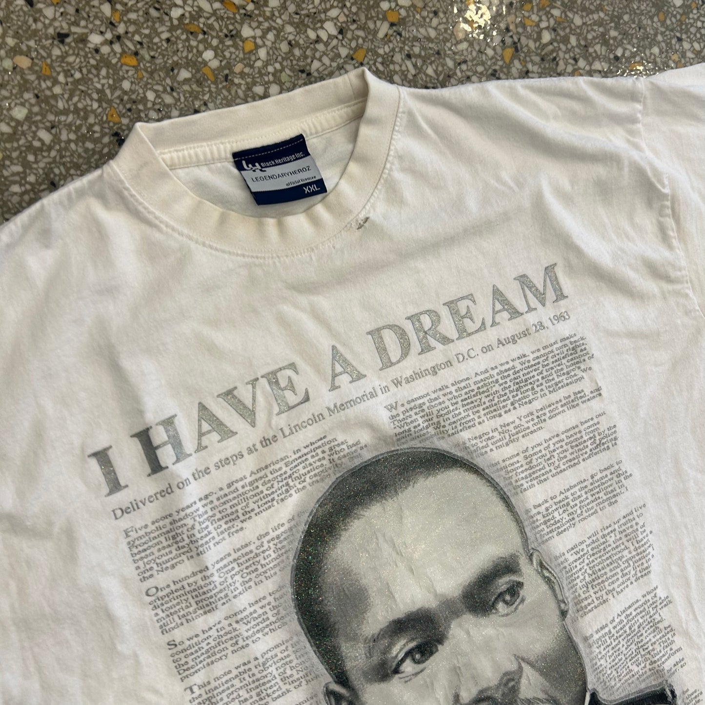 Black Heritage I Have A Dream MLK Jr White Tshirt - XLarge - 26" x 32"