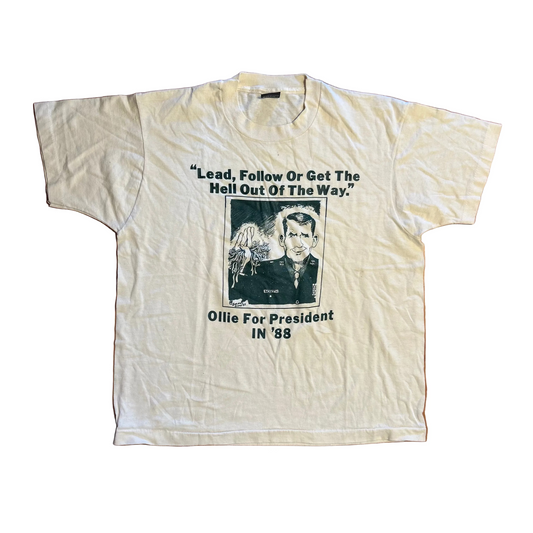 90's Screen Stars Lead Follow Or Get The Hell Out Of The Way President Cream Tshirt - Large - 22" x 26"